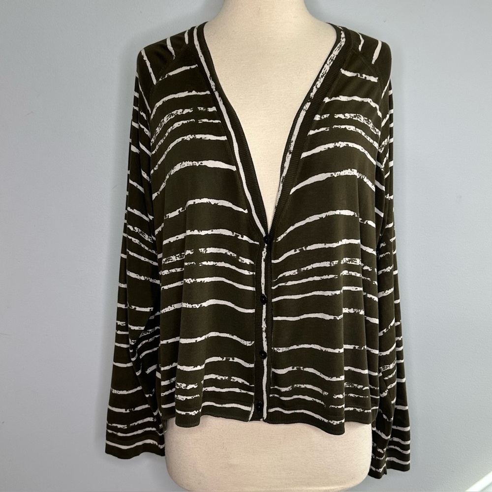Oska Women’s Green Lightweight V-Neck Cotton Cardigan Sweater Size 2, M
